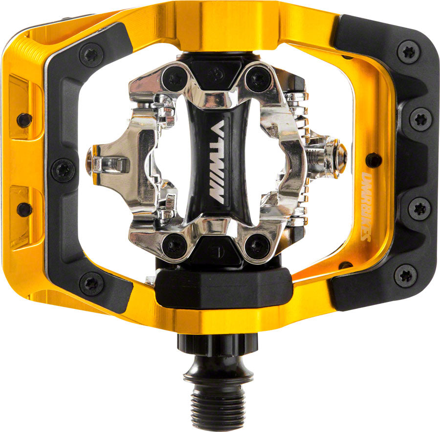 DMR V-Twin Pedals - Dual Sided Clipless with Platform, Aluminum, 9/16", Gold