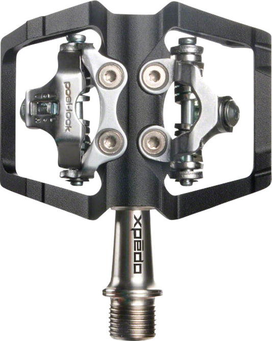 Xpedo Baldwin Pedals - Dual Sided Clipless with Platform, Aluminum, 9/16", Black, Titanium