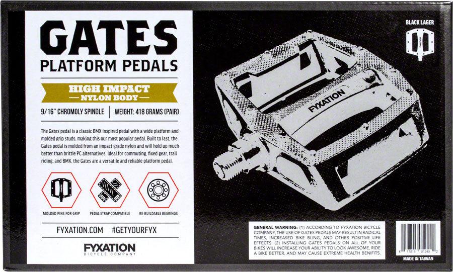 Fyxation Gates Composite Plastic Bulk 6 Pairs Flat/Platform Pedals 9/16" Black