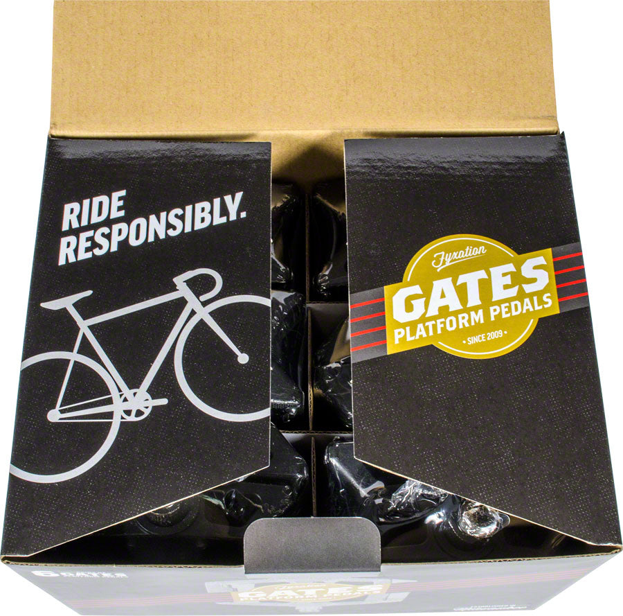 Fyxation Gates Composite Plastic Bulk 6 Pairs Flat/Platform Pedals 9/16" Black