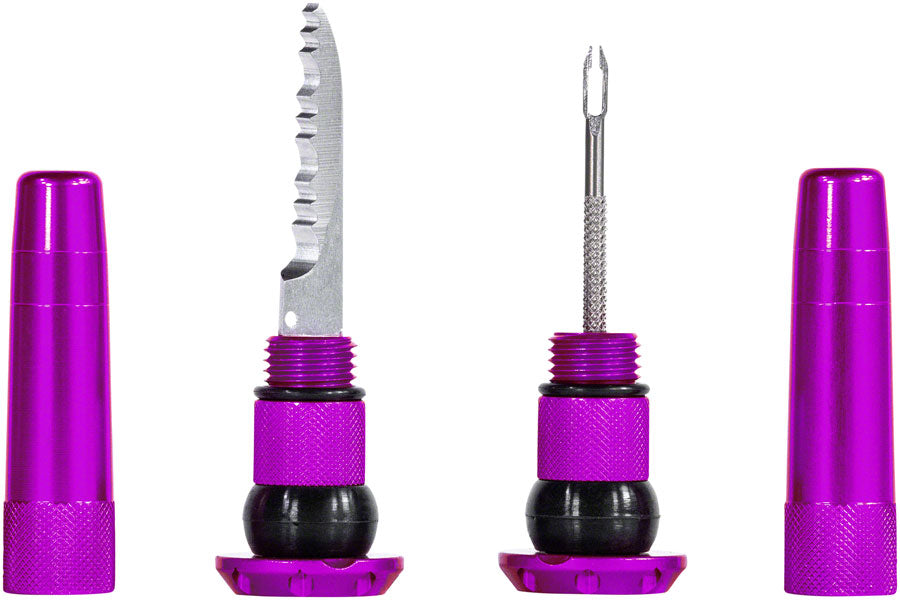 Muc-Off Stealth Tubeless Puncture Plugs Tire Repair Kit - Bar-End Mount, Purple, Pair