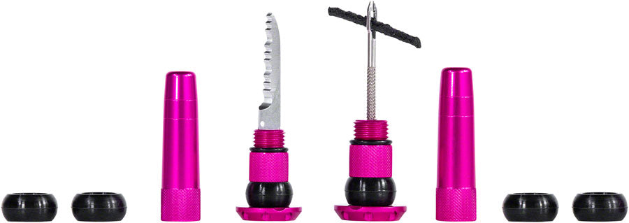 Muc-Off Stealth Tubeless Puncture Plugs Tire Repair Kit - Bar-End Mount, Pink, Pair