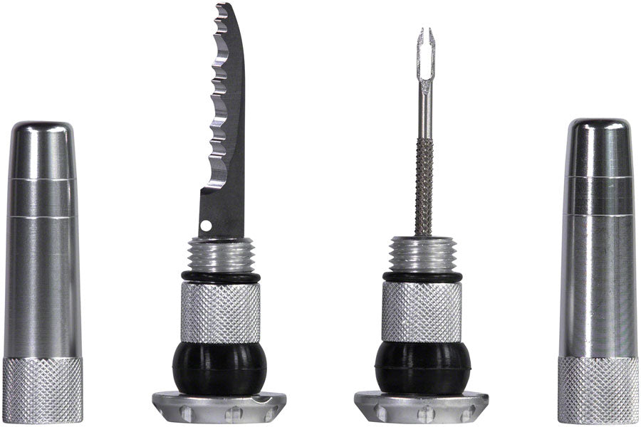 Muc-Off Stealth Tubeless Puncture Plugs Tire Repair Kit - Bar-End Mount, Silver, Pair