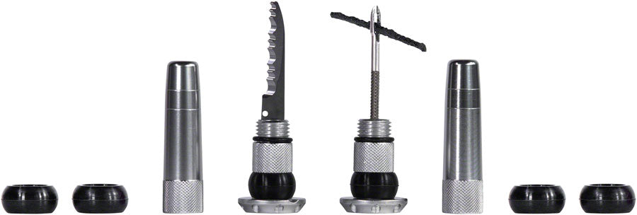 Muc-Off Stealth Tubeless Puncture Plugs Tire Repair Kit - Bar-End Mount, Silver, Pair
