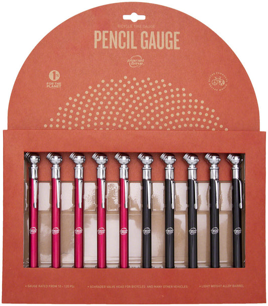 Planet Bike Pencil Gauge: Schrader Head, Card of 10 units