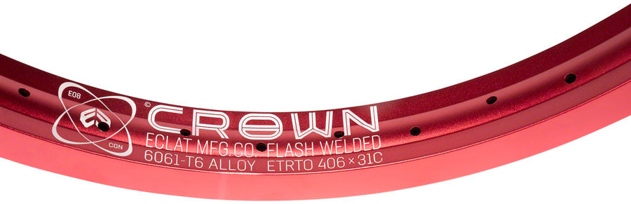 Eclat Eclat Crown " Sandblast 20 in Bicycle Rim Red 36H