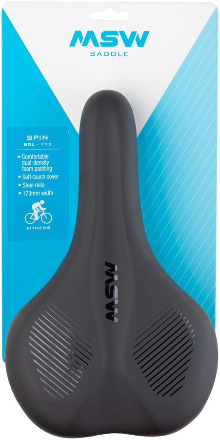 MSW SDL-173 Spin Fitness - Comfort Steel Rail Saddle Black/Orange