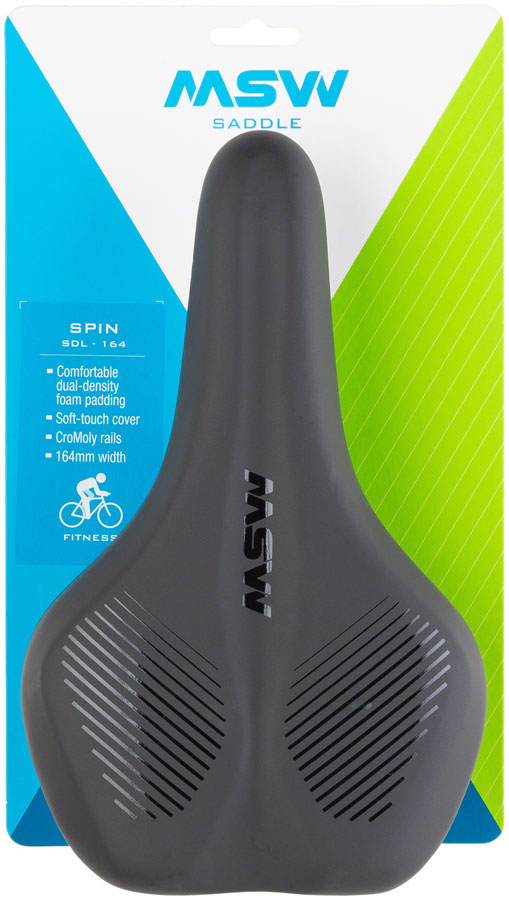 MSW SDL-164 Spin Fitness - Comfort CrMo Rail Saddle Black/Orange