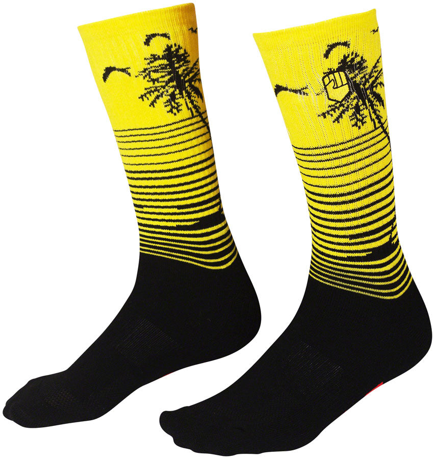 Fist Handwear Miami: Phase 2 Crew Sock - Black/Yellow, Large/X-Large