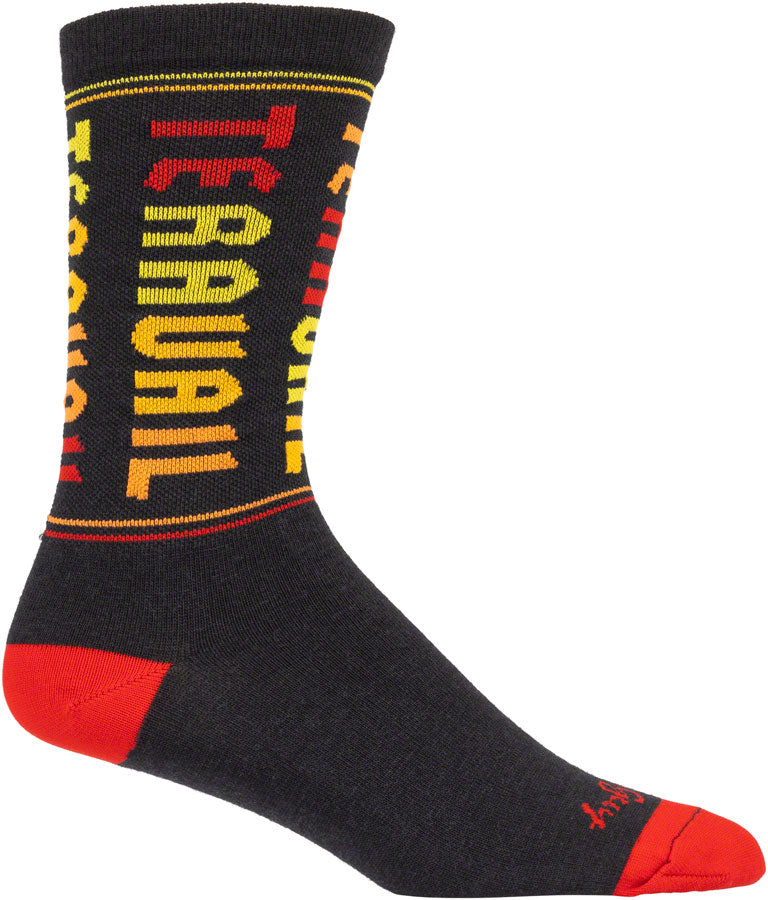 Teravail Scroll Wool Sock - Black/Red/Orange/Yellow, Small/Medium