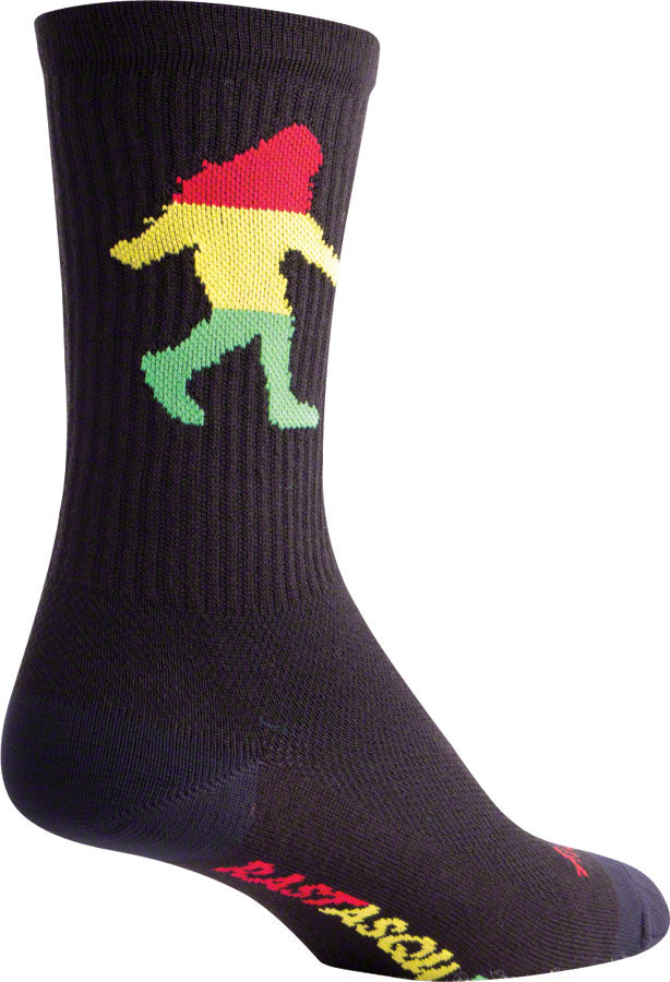 SockGuy Crew Rasta Squatch Socks - 6 inch, Black, Large/X-Large