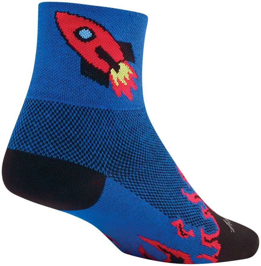 SockGuy Classic Rocket Man Socks - 3 inch, Blue, Small/Medium