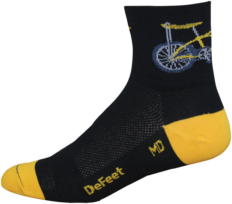 DeFeet Aireator Banana Bike Socks - 3 inch, Black/Yellow, Medium