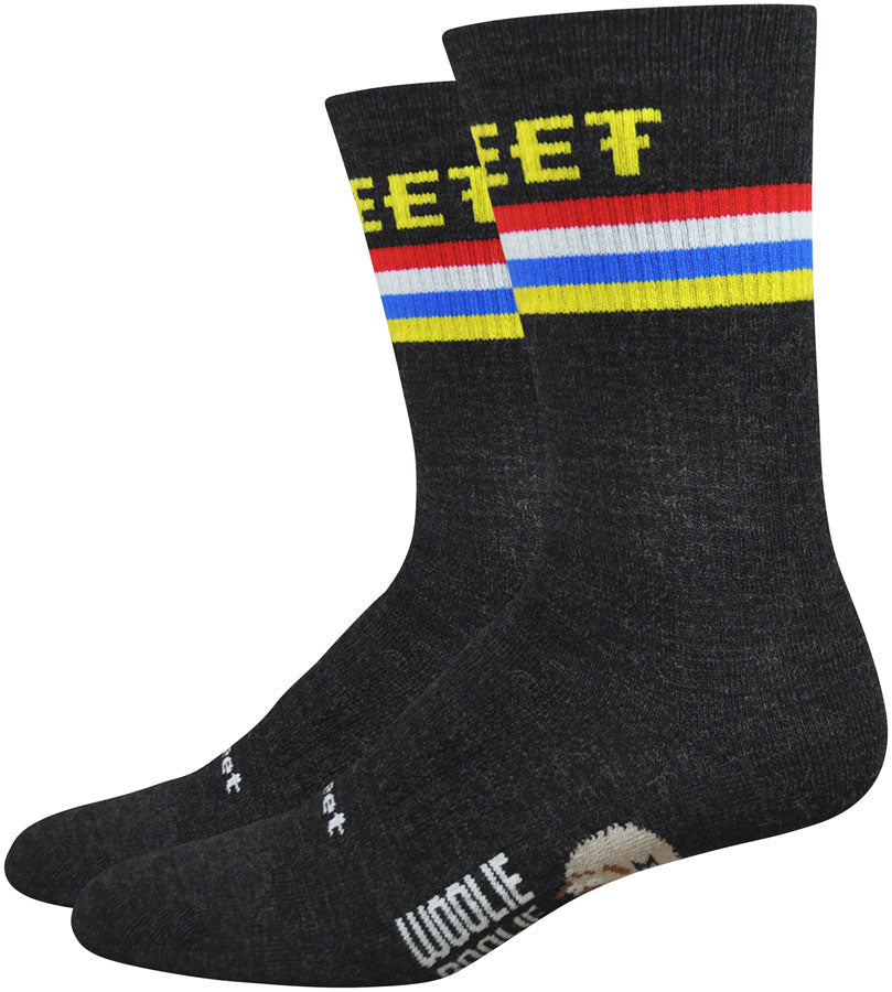 DeFeet Woolie Boolie DeFeet Podium Socks - 6 inch, Charcoal Heather, Large