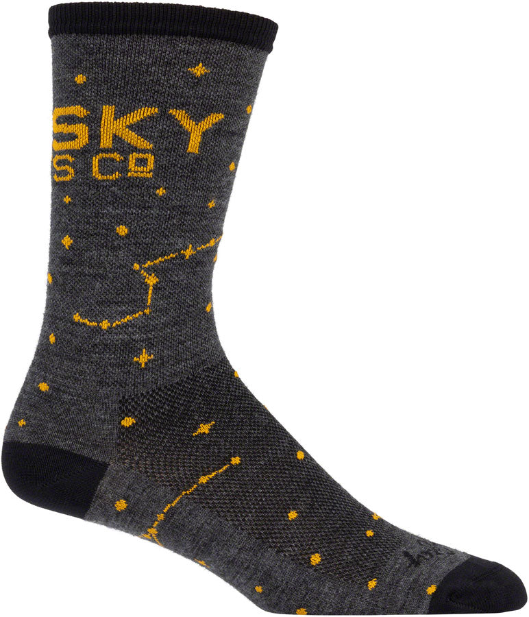 Whisky Stargazer Wool Sock - Charcoal, Yellow, Large/X-Large