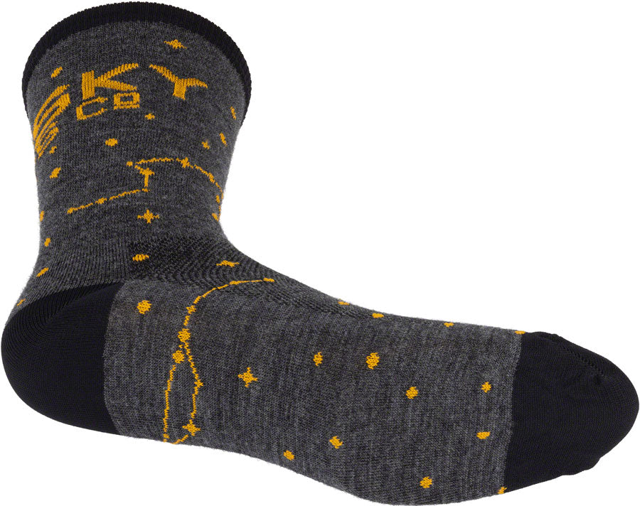 Whisky Stargazer Wool Sock - Charcoal, Yellow, Small/Medium