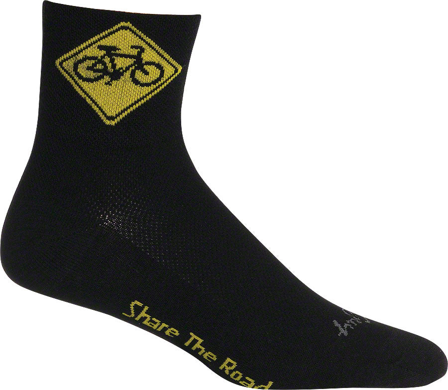SockGuy Classic Share the Road Socks - 3 inch, Black, Small/Medium
