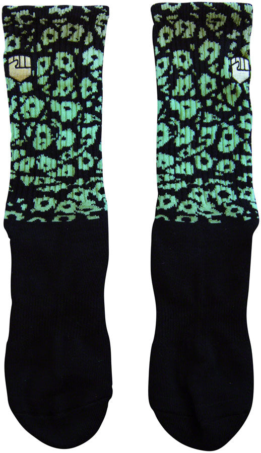 Fist Handwear Croc Crew Sock - Black/Green, Large