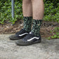 Fist Handwear Croc Crew Sock - Black/Green, Large