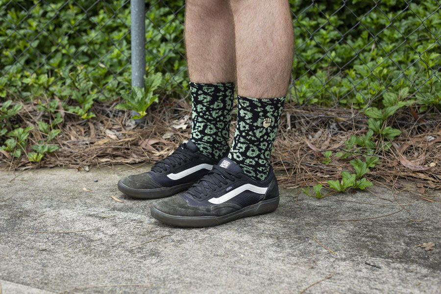 Fist Handwear Croc Crew Sock - Black/Green, Large
