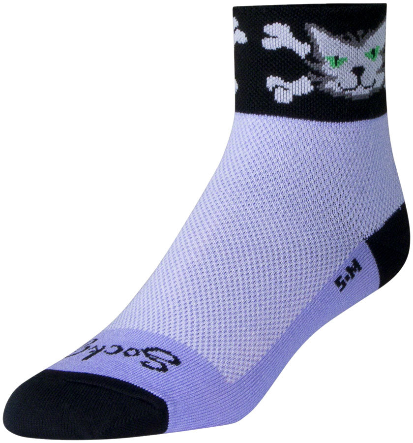 SockGuy Classic Bad Kitty Socks - 2 inch, Purple, Women's, Small/Medium