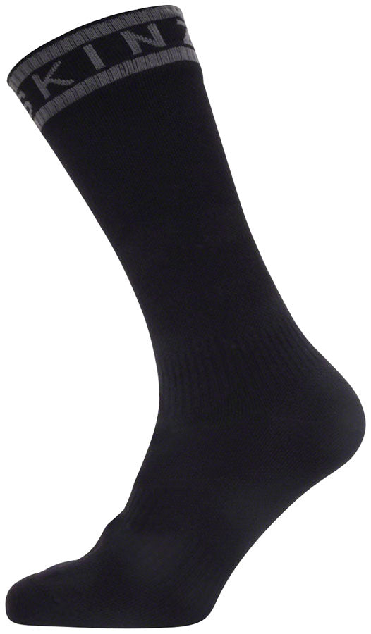 Sealskinz Waterproof Warm Weather Mid Length Sock with Hydrostop - 5 inch, Black/Gray, X-Large
