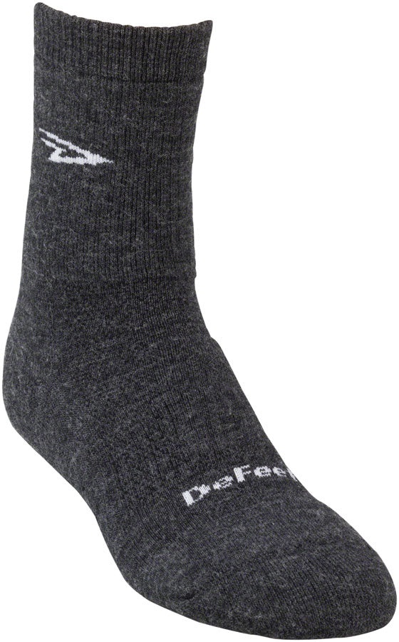 DeFeet Woolie Boolie D-Logo Socks - 4 inch, Charcoal, Medium