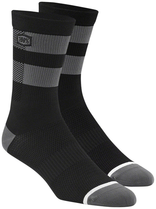 100% Flow Performance MTB Socks - Black/Gray, Large/X-Large