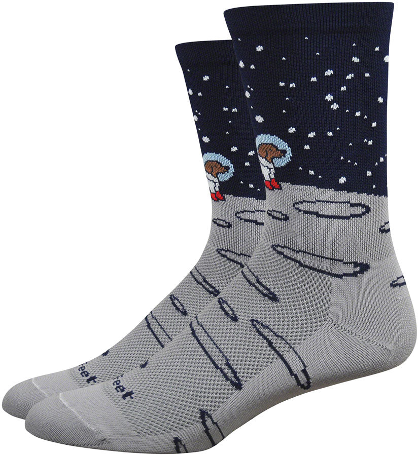 DeFeet Aireator Moon Dog Socks - 6 inch, Gray/Navy, Medium