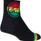 SockGuy Classic Rasta Ride Socks - 3 inch, Black/Rasta, Small/Medium