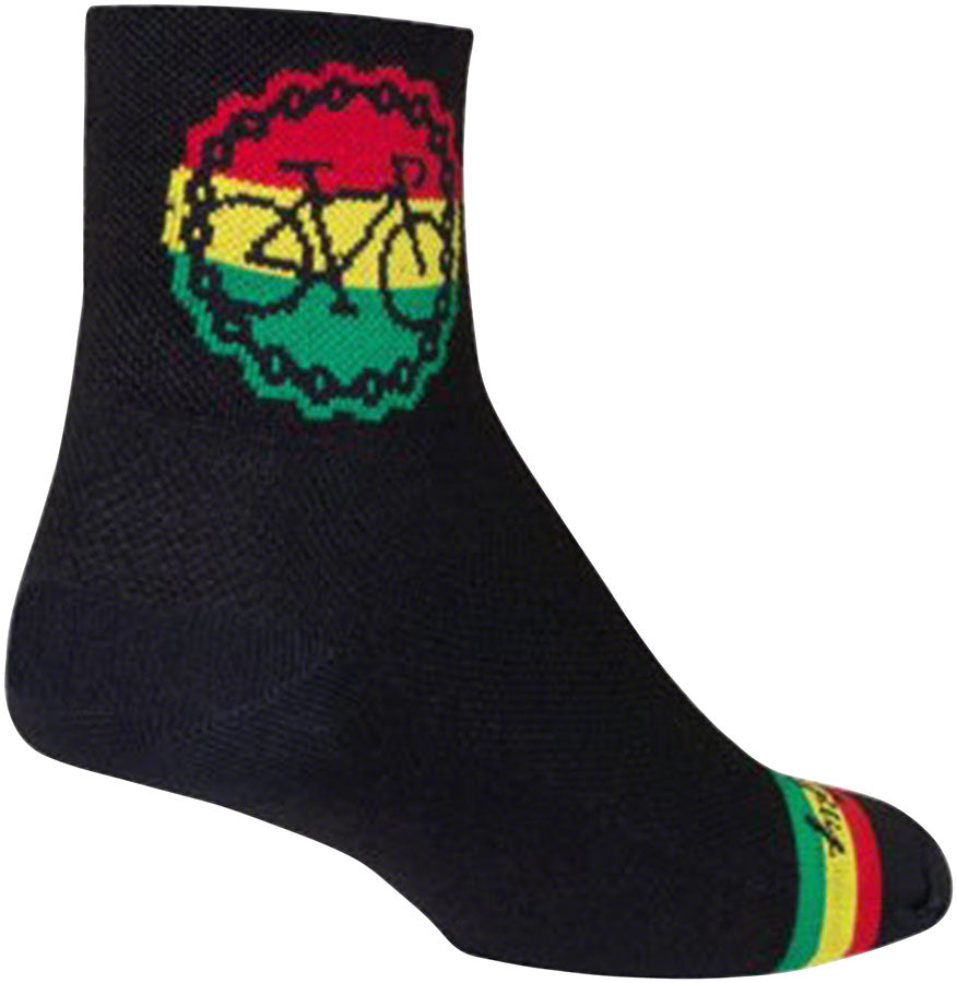 SockGuy Classic Rasta Ride Socks - 3 inch, Black/Rasta, Large/X-Large
