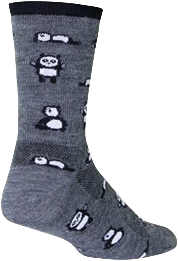 SockGuy Wool Pandamonium Socks - 6 inch, Gray/Black, Large/X-Large