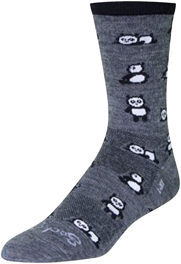 SockGuy Wool Pandamonium Socks - 6 inch, Gray/Black, Large/X-Large