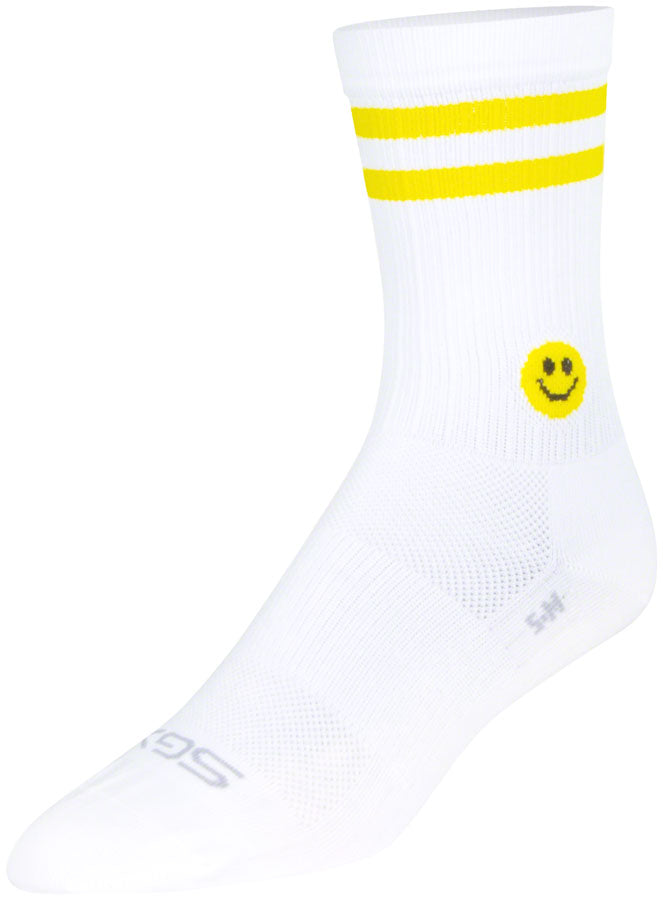 SockGuy SGX Smiley Socks - 6 inch, White/Yellow, Large/X-Large