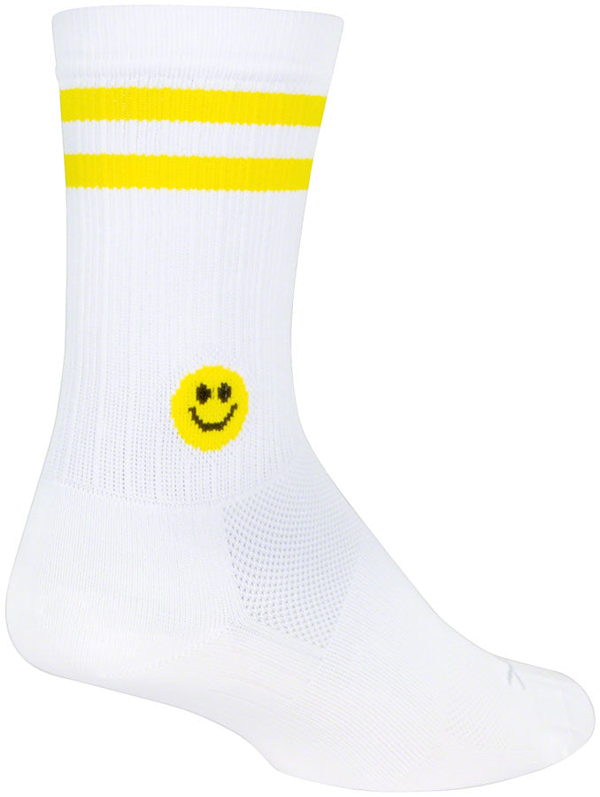 SockGuy SGX Smiley Socks - 6 inch, White/Yellow, Large/X-Large