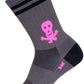 SockGuy SGX Skull and Bones Socks - 6 inch, Gray/Black/Pink, Small/Medium