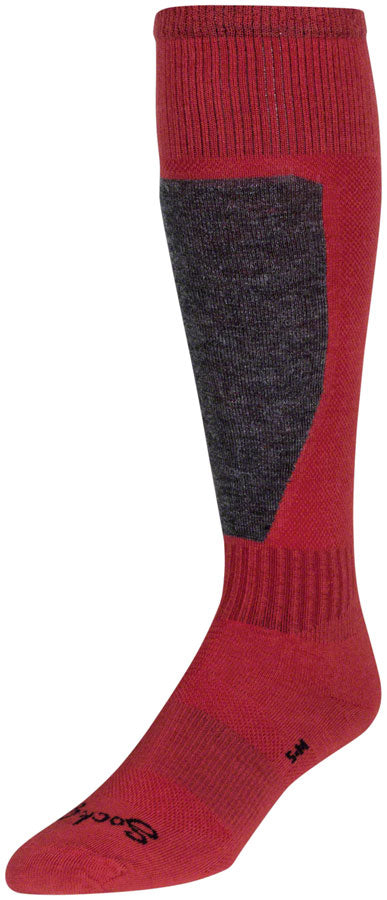 SockGuy Mountain Flyweight Wool Socks - 12 inch, Red, Large/X-Large