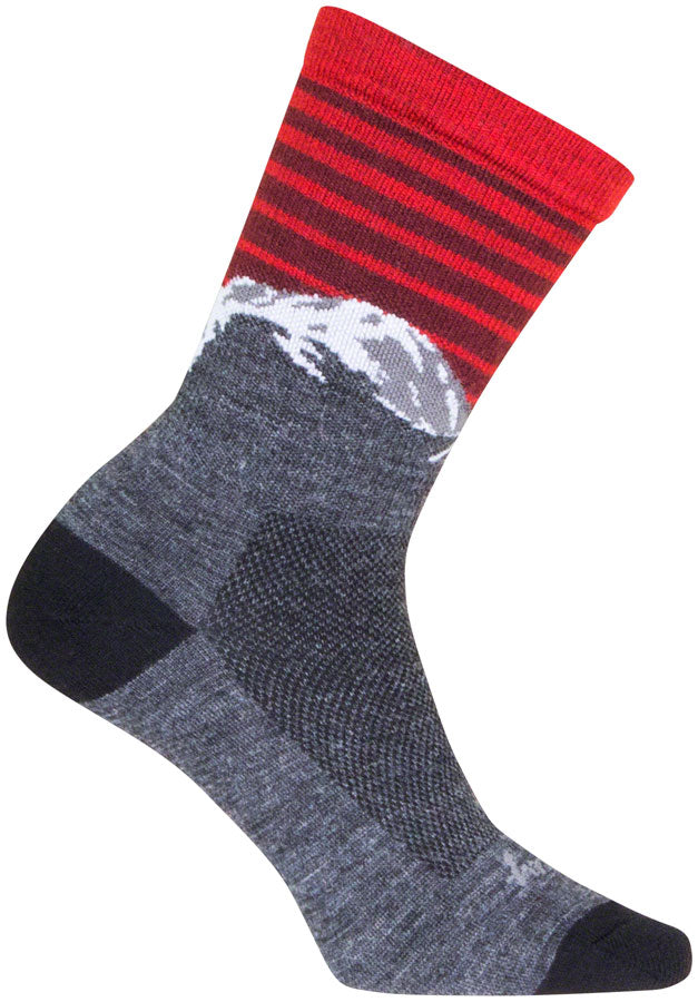 SockGuy Summit Wool Socks - 6 inch, Gray/Red/White, Large/X-Large
