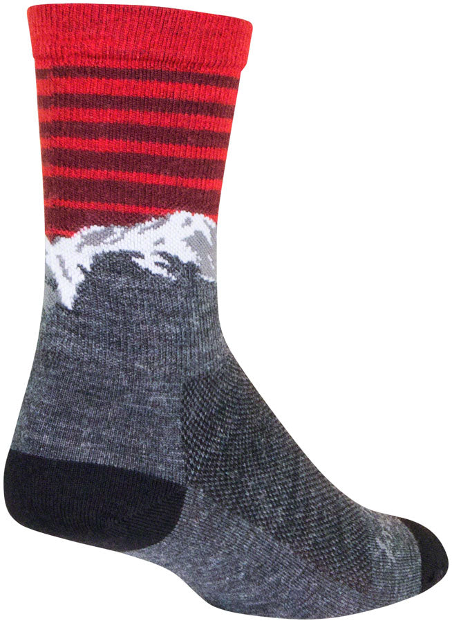 SockGuy Summit Wool Socks - 6 inch, Gray/Red/White, Large/X-Large