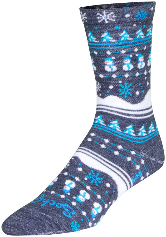 SockGuy Winter Sweater Wool Socks - 6 inch, Blue/Gray/White, Large/X-Large