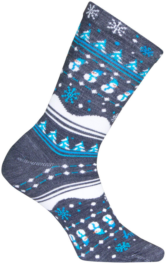 SockGuy Winter Sweater Wool Socks - 6 inch, Blue/Gray/White, Small/Medium
