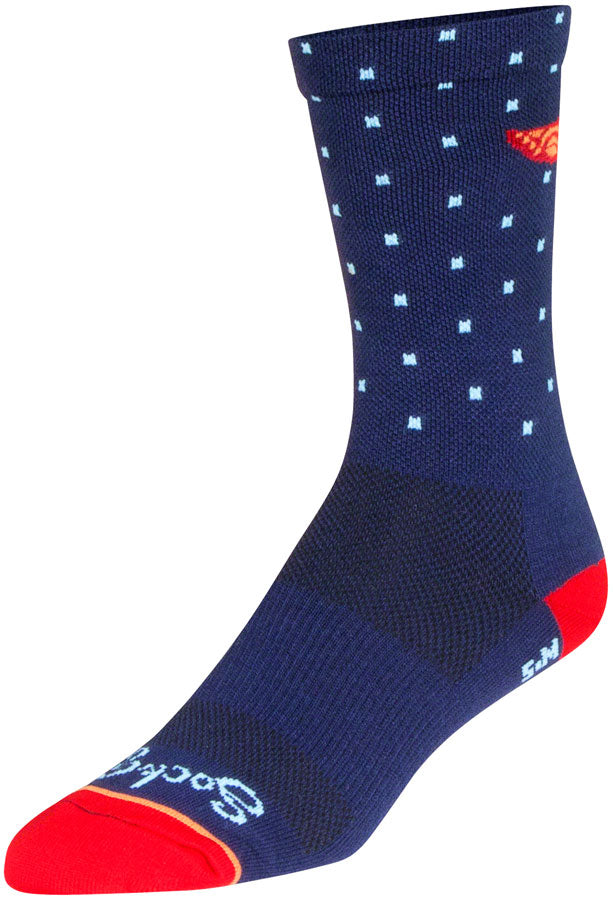 SockGuy Ray Crew Socks - 6 inch, Blue/Orange/Red, Large/X-Large