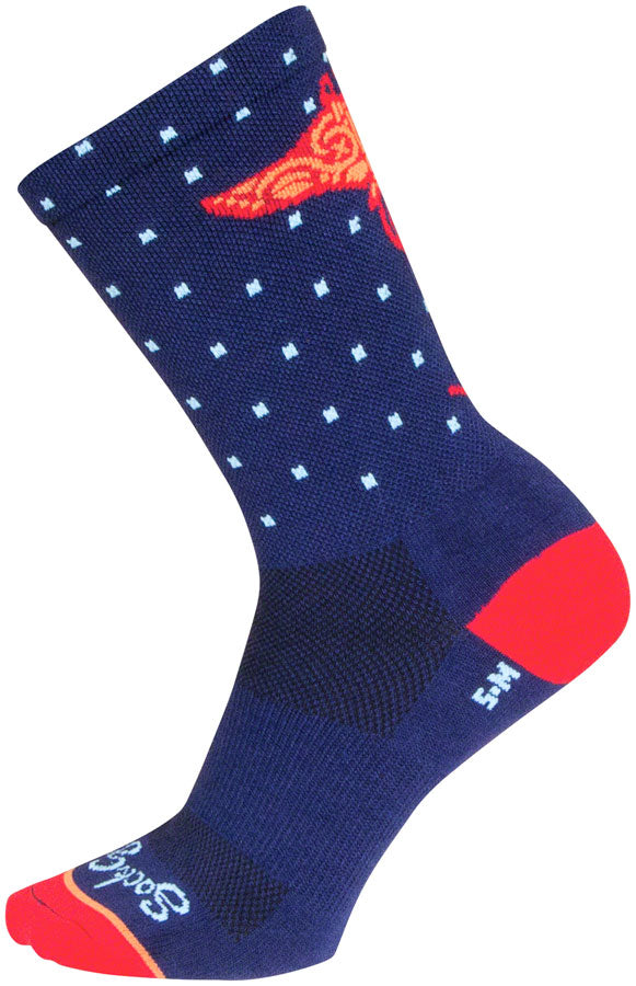 SockGuy Ray Crew Socks - 6 inch, Blue/Orange/Red, Large/X-Large