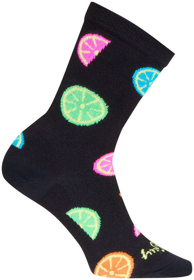 SockGuy Citrus Crew Socks - 6 inch, Black/Multi, Small/Medium