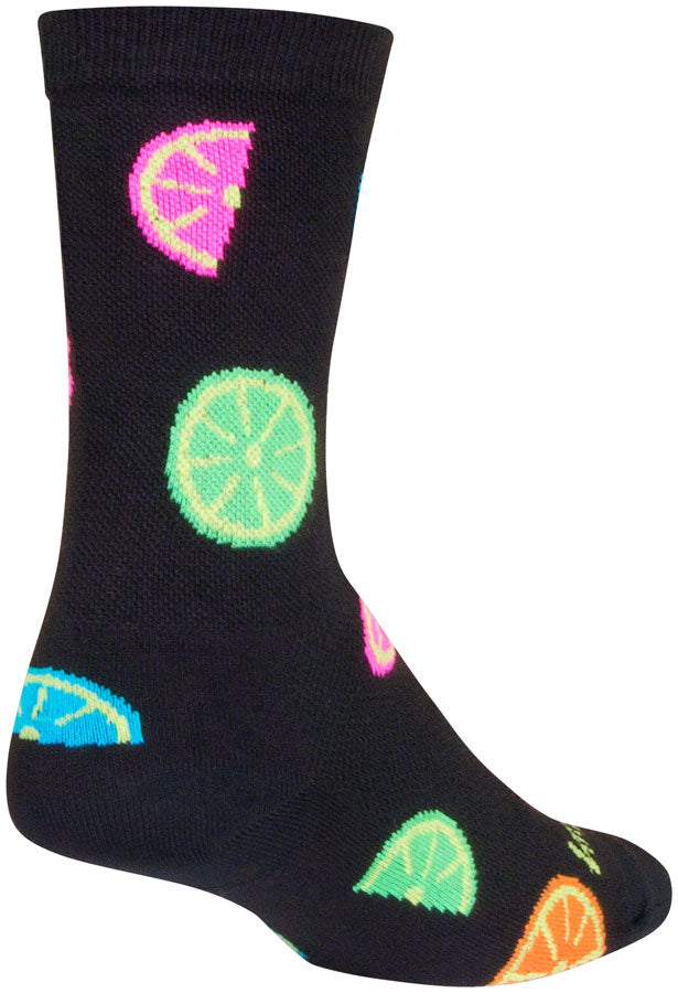 SockGuy Citrus Crew Socks - 6 inch, Black/Multi, Small/Medium