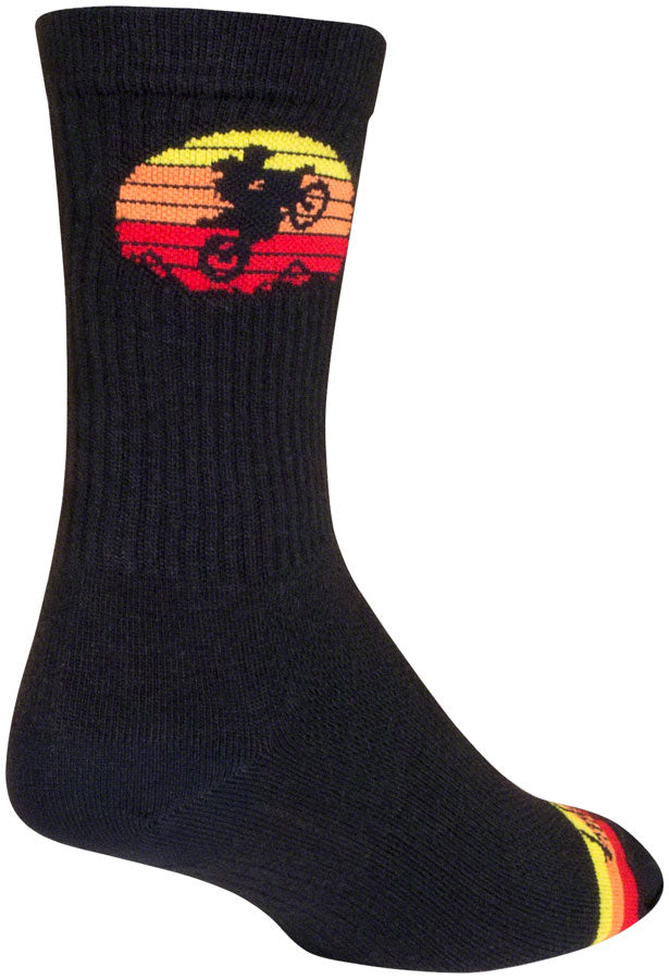 SockGuy Moto Crew Socks - 6 inch, Black/Multi, Small/Medium