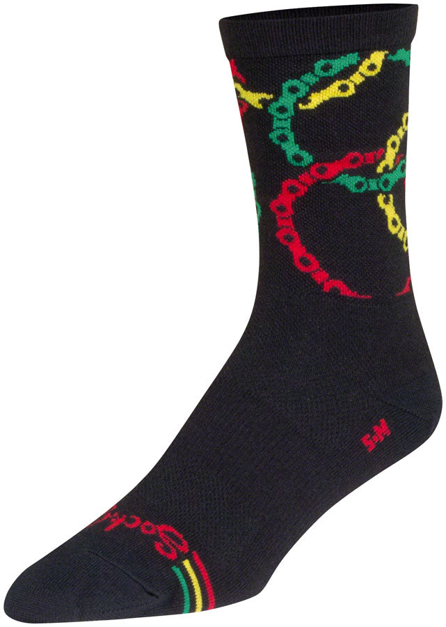 SockGuy Connected Crew Socks - 6 inch, Black/Multi, Large/X-Large