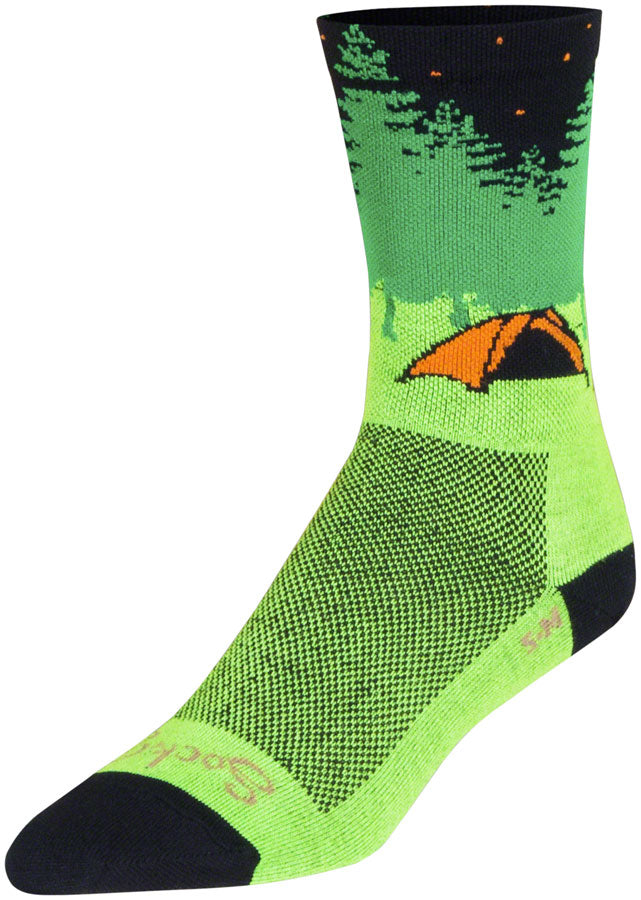 SockGuy Off the Grid Crew Socks - 6 inch, Green/Black/Brown, Large/X-Large