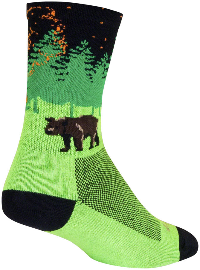 SockGuy Off the Grid Crew Socks - 6 inch, Green/Black/Brown, Small/Medium
