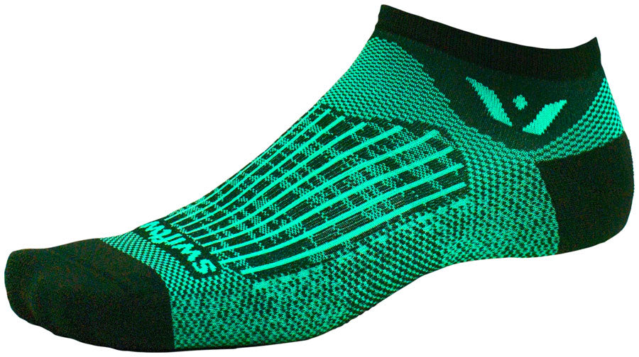 Swiftwick Aspire Zero Socks - No Show, Bolt Black Seafoam, Large